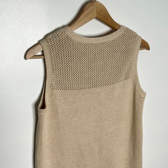 J. McLaughlin Sleeveless Knit Tank Top Womens Medium Beige Cotton Minimalist - Picture 7 of 9
